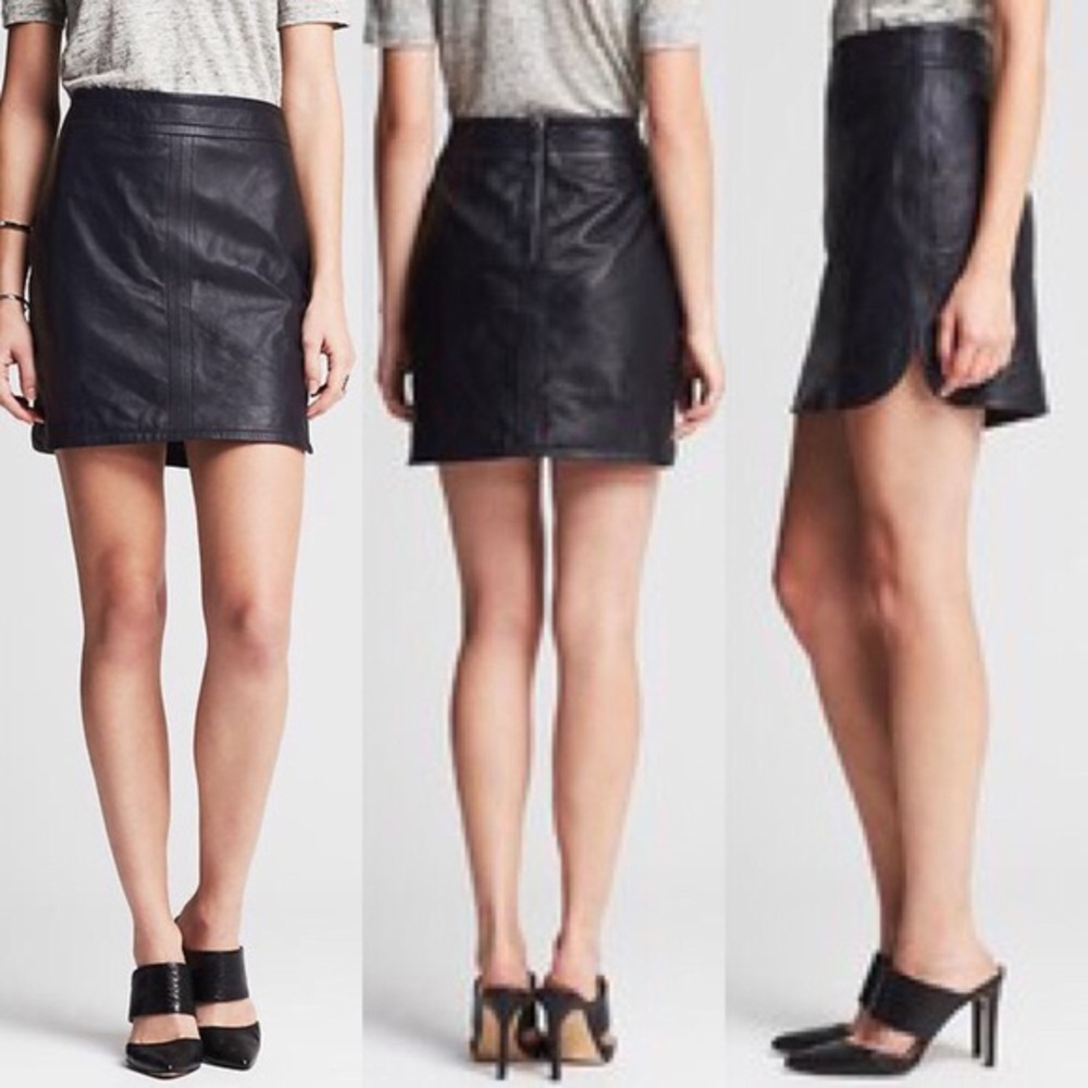 NWT Banana Republic leather mini skirt, navy blue - Picture 7 of 7